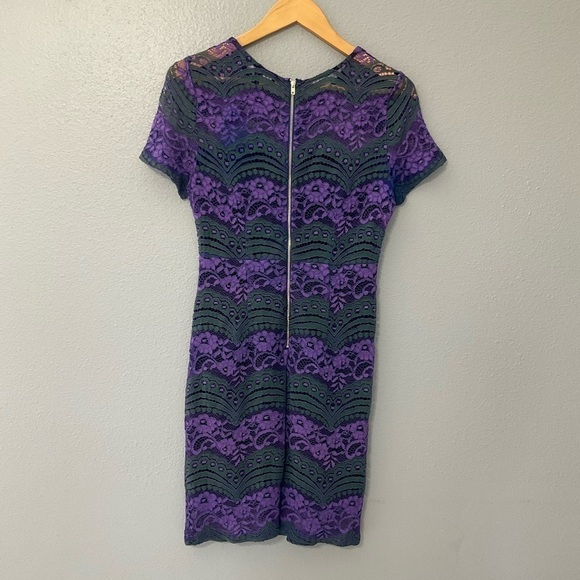 Romeo & Juliet Couture Purple Green Lace Cocktail Dress size Medium D - Picture 9 of 12